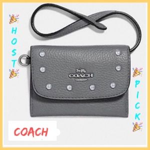 COACH grey Leather card pouch - like new condition